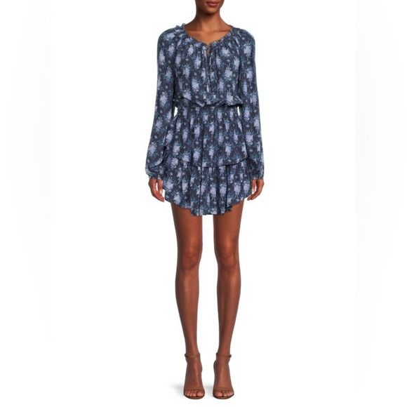 LOVESHACKFANCY Popover Floral Print Mini Blouson Dress Size L - Picture 4 of 9